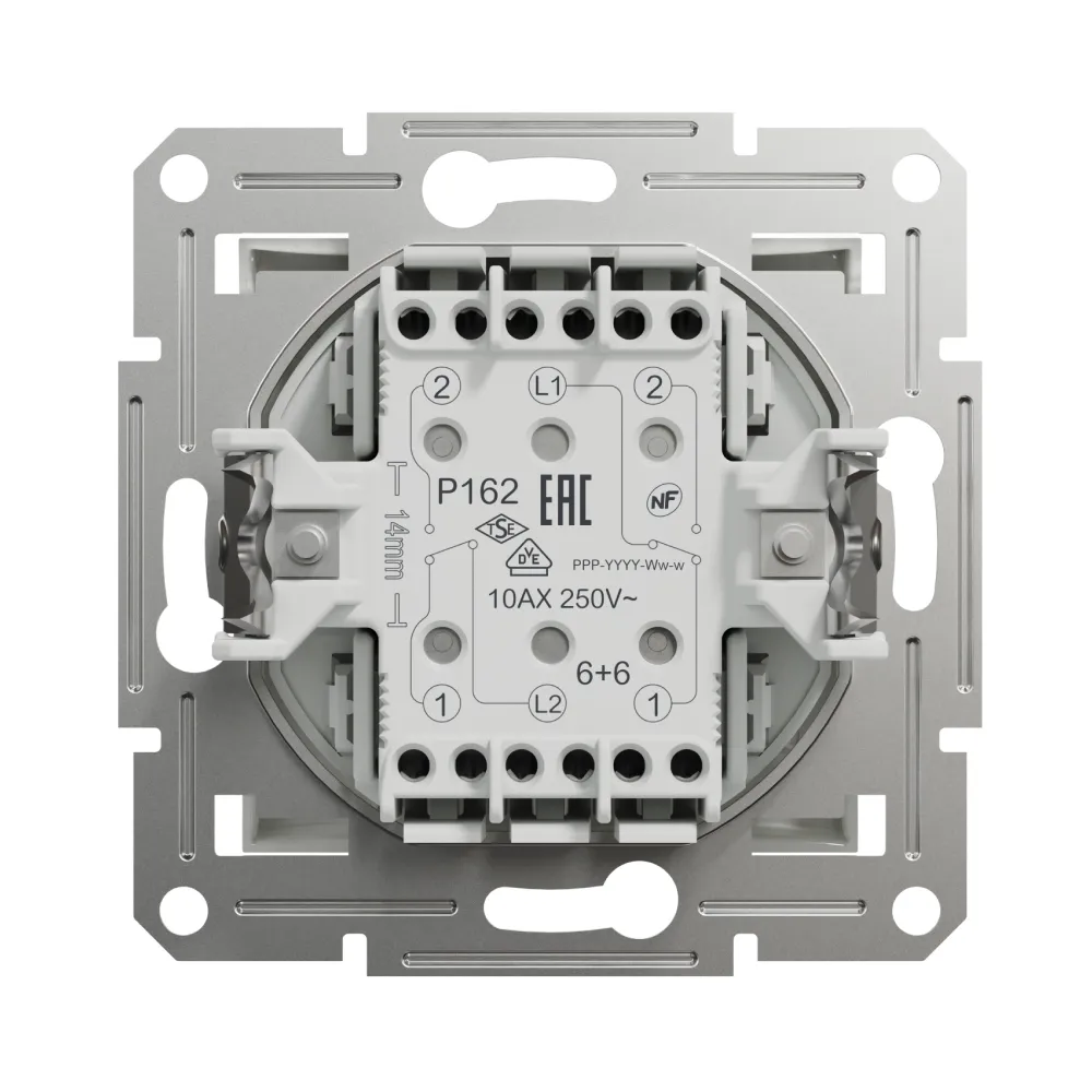 Вимикач Schneider Electric Asfora бiлий двоклавішний внутрішній прохідний без рамки EPH0670121