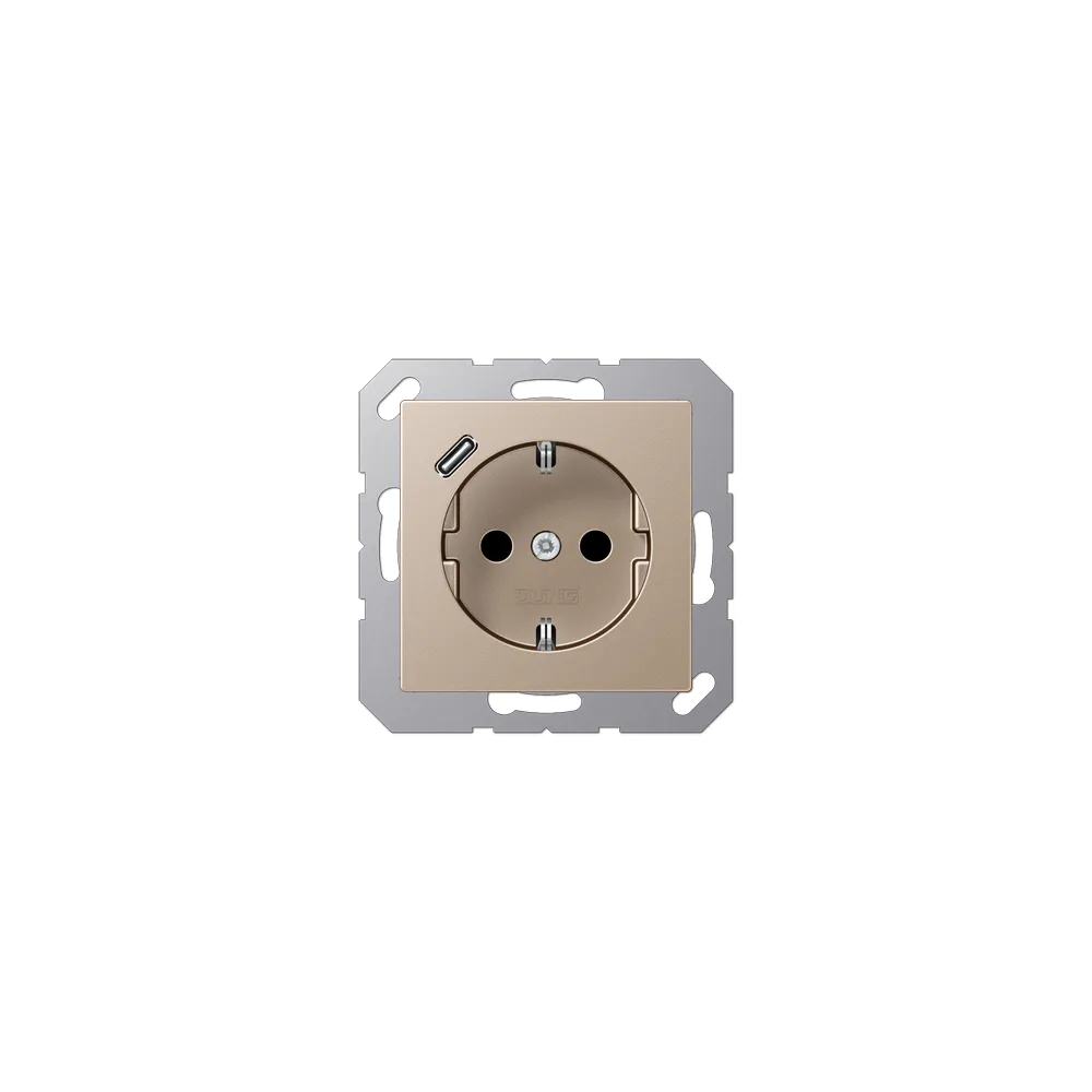 JUNG A Розетка SСHUKO з USB тип C шампанське A1520-18CCH
