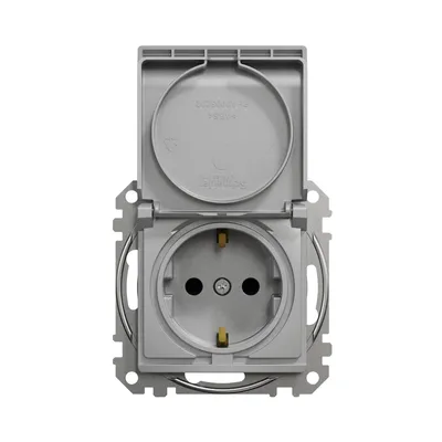 Schneider Sedna Design Розетка 1-а З/К внутр. зі шторками та кришкою Sedna Design Алюміній SDD113024