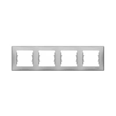 Рамка Schneider Electric Sedna алюміній 4-кратна горизонтальна SDN5800760