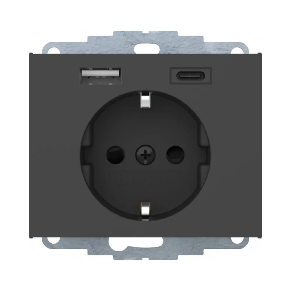 Розетка Berker К.1 з з/к + 2хUSB А+С антрацит 48047006