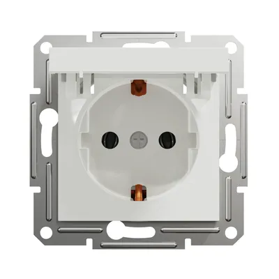 Розетка Schneider Electric Asfora біла одинарна з заземленням з кришкою без рамки EPH3170121