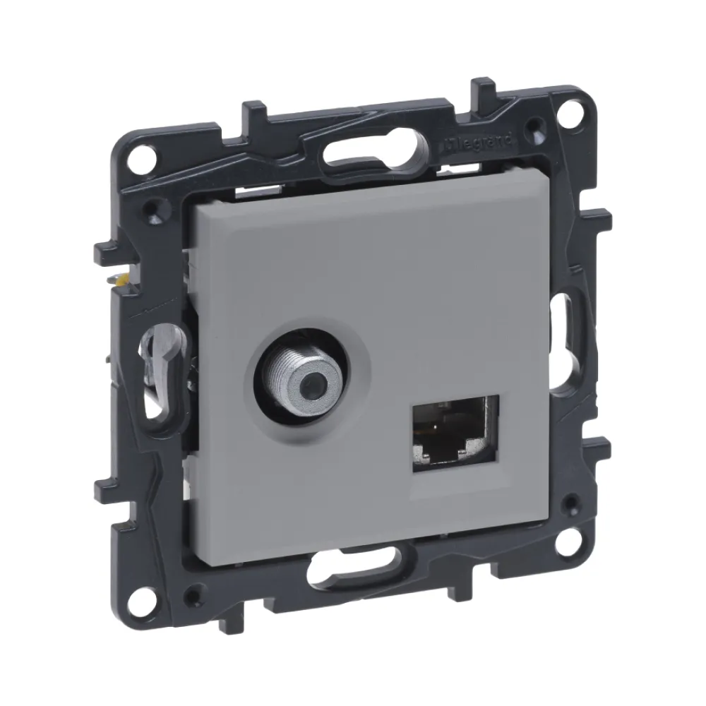 Розетка TV+RJ45 Legrand Niloe Step алюміній телевізійна+комп'ютерна 863377