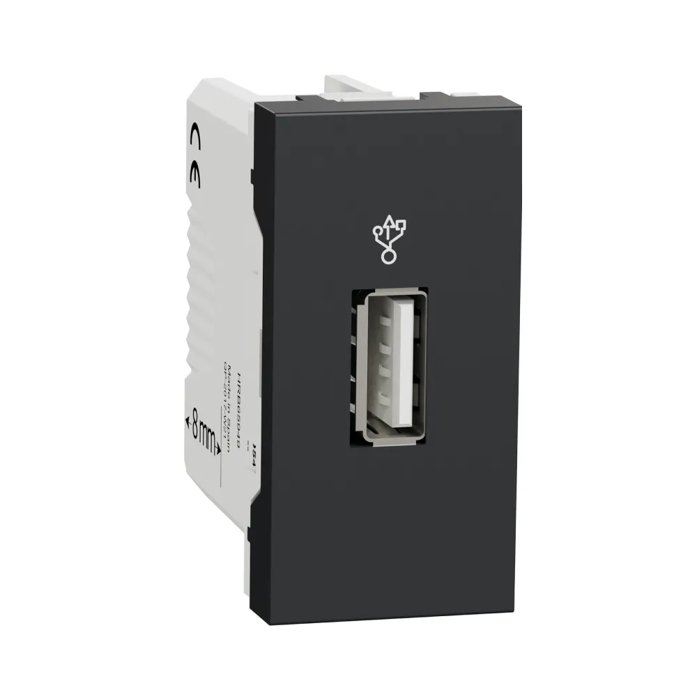 Розетка USB Schneider Electric Unica New 1 модуль антрацит NU342954