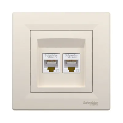 Розетка комп'ютерна Schneider Electric Asfora кремова подвійна RJ45 UTP 5E внутрішня EPH4400123