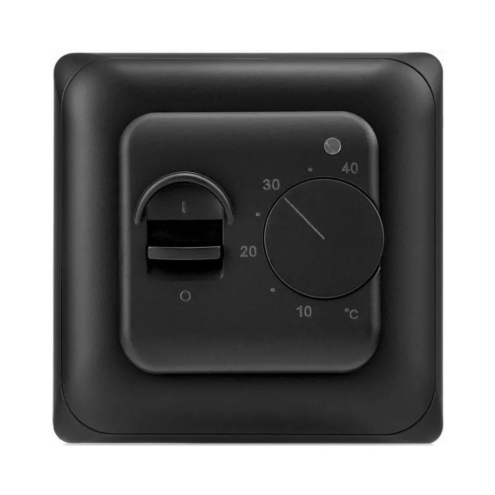  Механічний терморегулятор з датчиком підлоги Ecoterm Mex Black Matte
