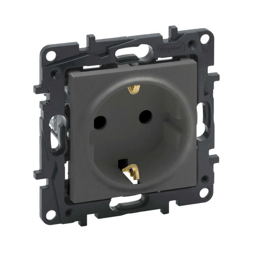 Розетка Legrand Niloe Step сталь 2К+З 863421