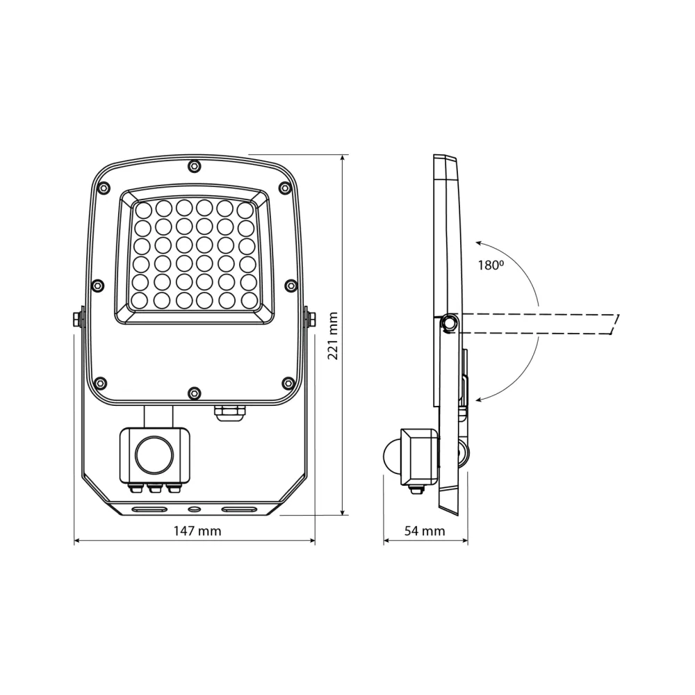 LED прожектор VIDEX 30W 300-5000-6500K 230V белый с датчиком движения VL-F5-030CW-S