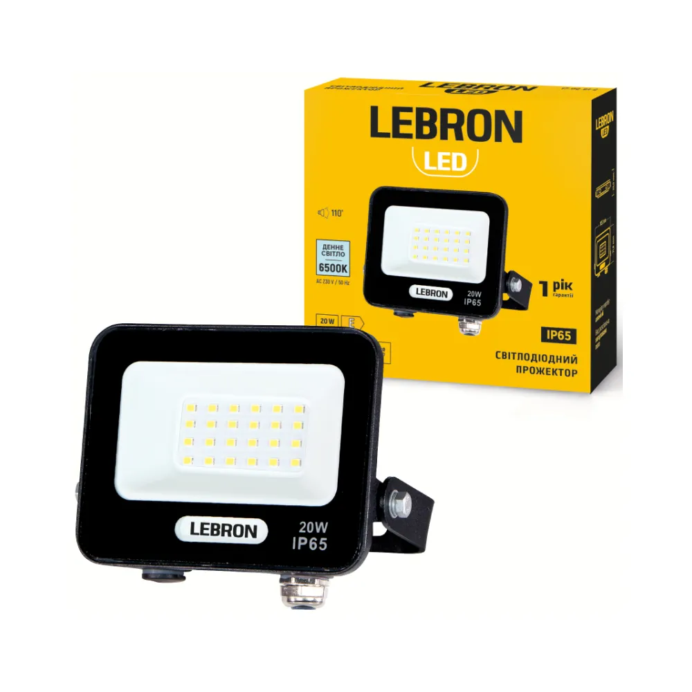 LED світильник прожектор Lebron L-LF 20W 6500K 2000Lm 220V 17-06-62 Lebron