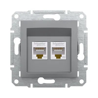 Розетка комп'ютерна Schneider Electric Asfora сталь подвійна RJ45 UTP 5E внутрішня EPH4400162