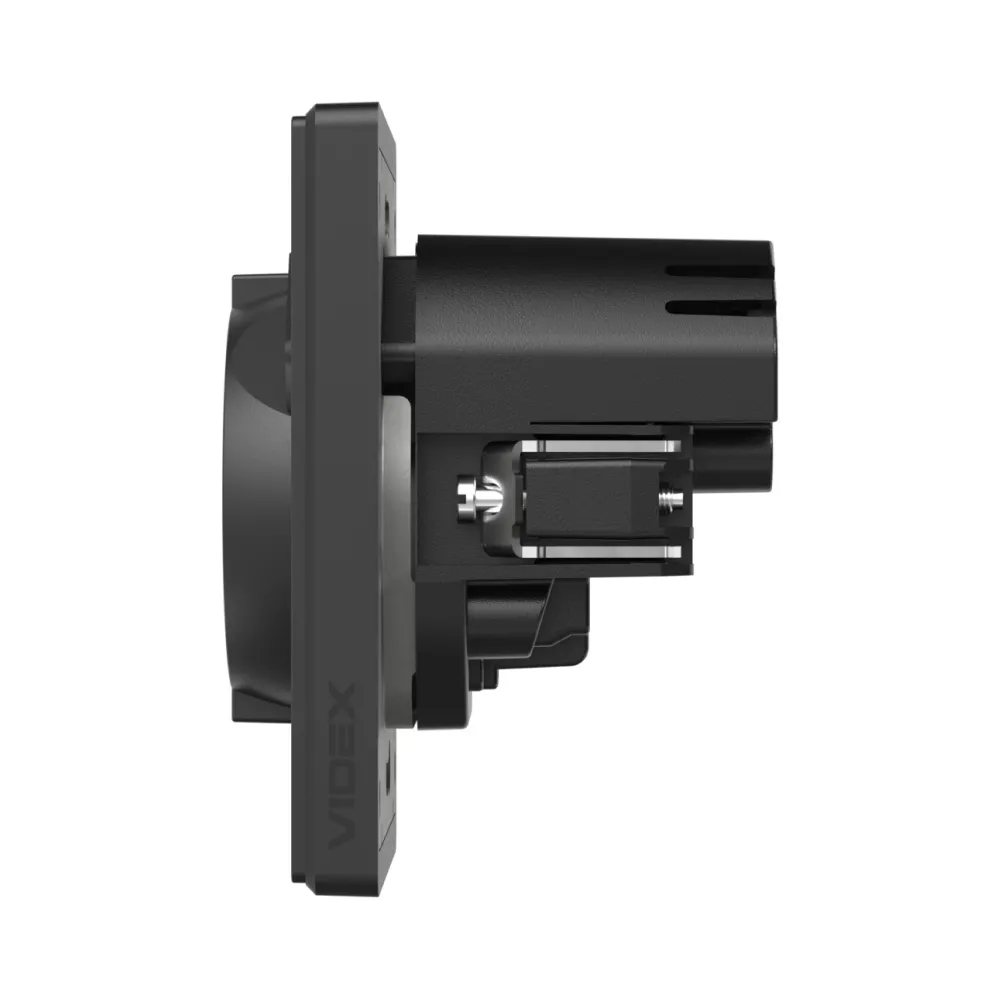 Розетка одинарна із заземленням USB-A+C 20W вугільно-чорна VIDEX NOTA VF-NT-SK1GUC-BL