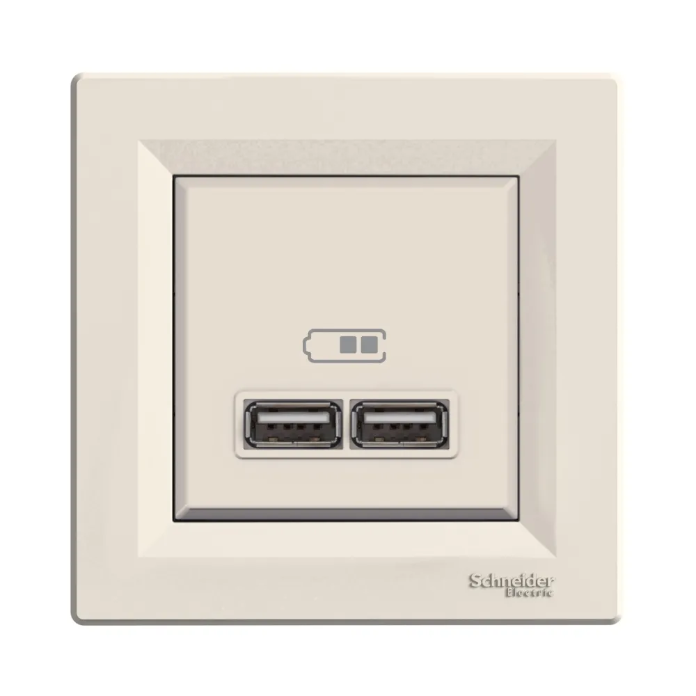 Розетка USB Schneider Electric Asfora кремова подвійна внутрішня EPH2700223