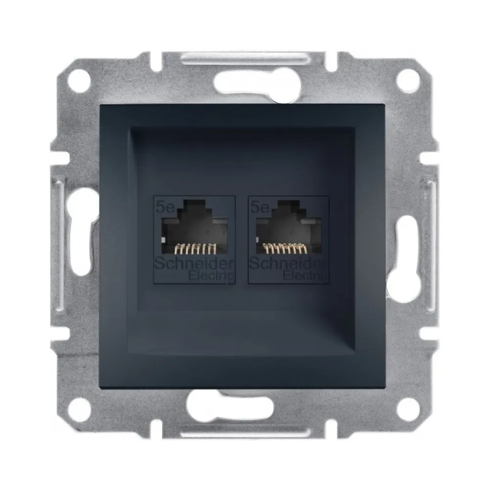 Розетка компьютерная Schneider Electric Asfora антрацит двойная RJ-45 внутренняя EPH4400171