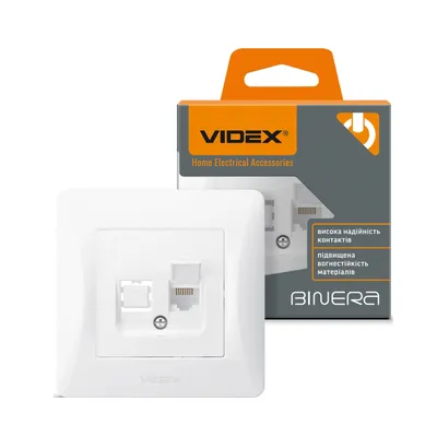 Розетка CAT6 одинарная компьютерная белая VIDEX BINERA VF-BNSK1PC6-W