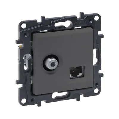 Розетка TV+RJ45 Legrand Niloe Step сталь телевізійна+комп'ютерна 863477