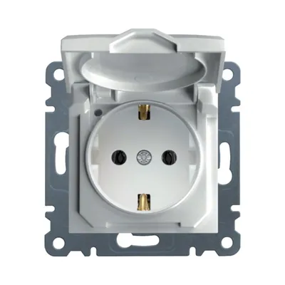 Розетка Hager Lumina біла з заземленням з кришкою WL1150