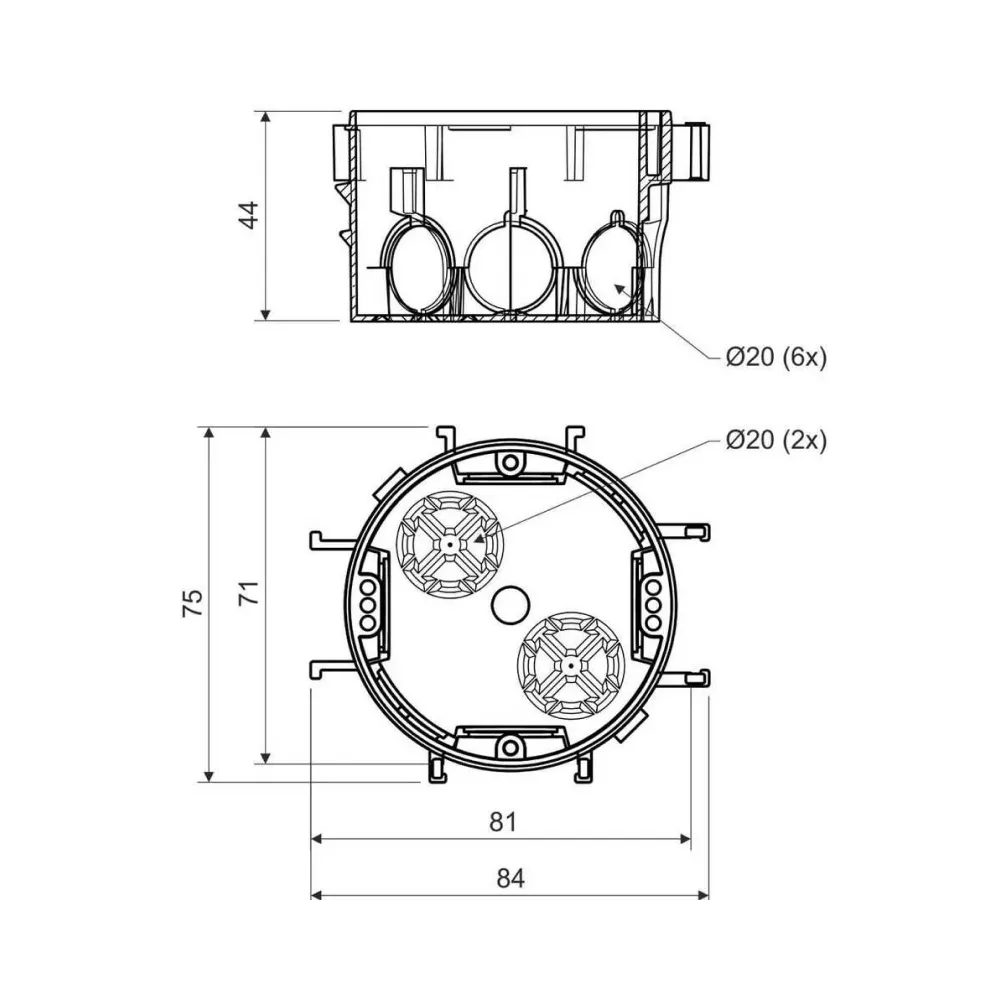 Коробка приборная одинарная Kopos серая KP 67/3_KA