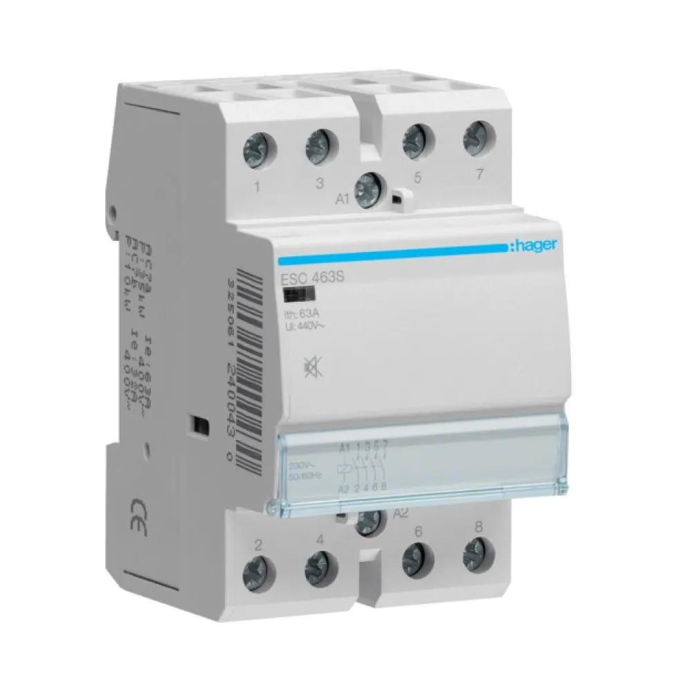 Контактор Hager безшумний 63A 4НВ 230В ESC463S