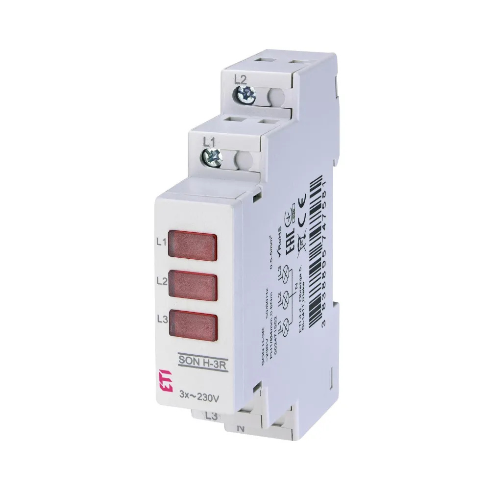 Трифазний LED-індикатор наявності напруги ETI SON H-3R червоний 2471552