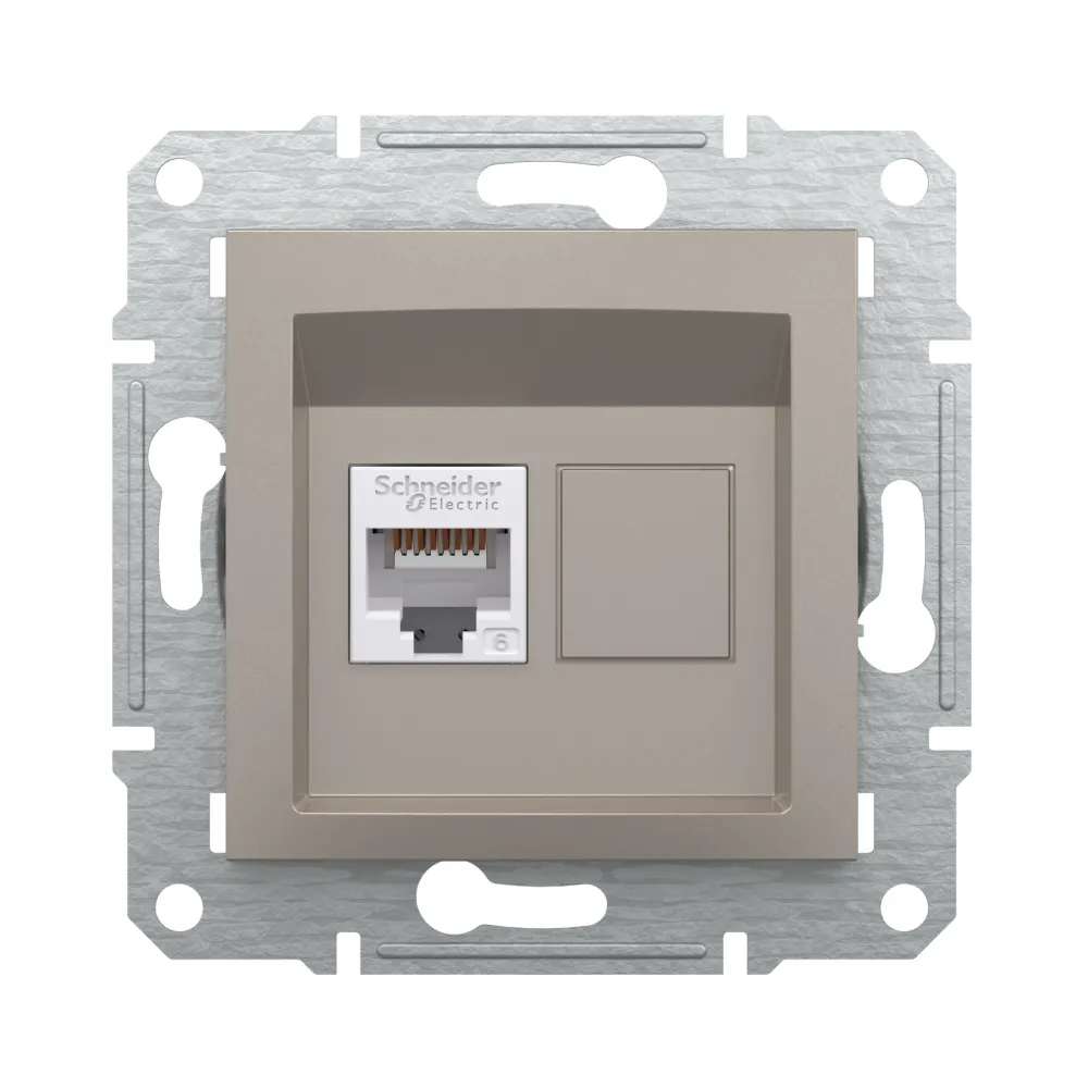Schneider ASFORA Розетка комп. RJ-45 кат.6 UTP внутр. (C3) бронза EPH4700169