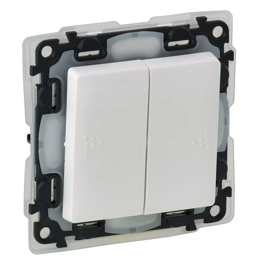 Legrand Valena LIFE Вимикач 2-клавішний автоматичні клеми IP44 Білий 752155