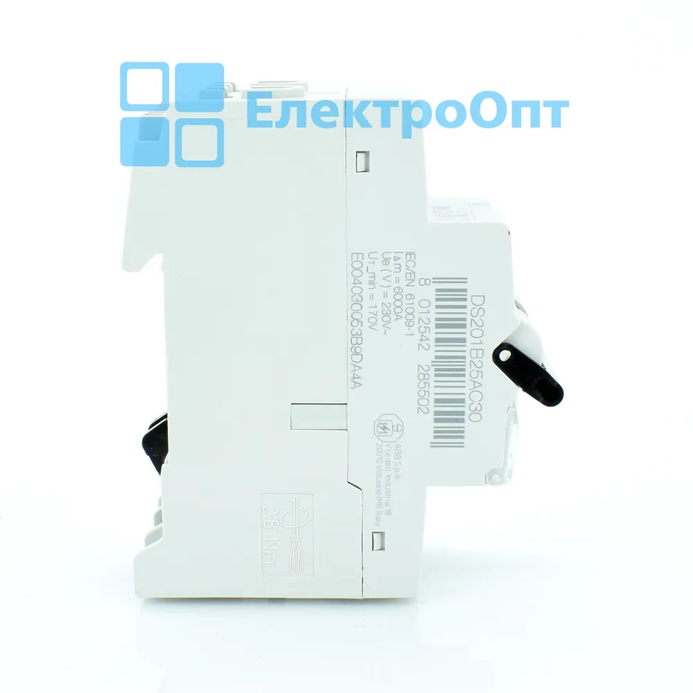 Диференційний автомат ABB AC 2P 6kA B-25 30mA DS201B25/AC-0,03