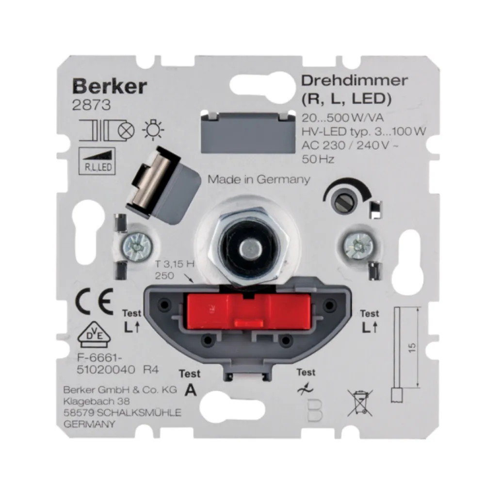 Поворотно-нажимний диммер Soft LED/КЛЛ 3-100Вт, решта ламп 20-500Вт 2873 2873