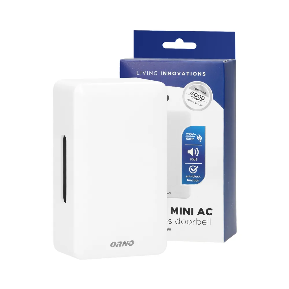 Звонок ORNO BREVIS MINI AC 2 тоновый белый 220V OR-DP-MR-148/W 800634