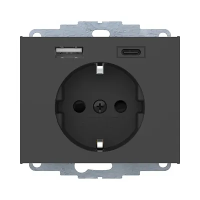 Розетка Berker К.1 з з/к + 2хUSB А+С антрацит 48047006