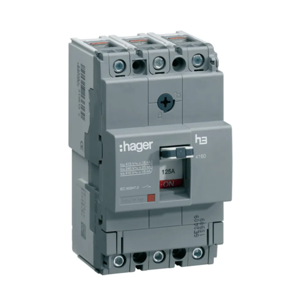 Автоматичний вимикач x160, In=125А, 3п, 18kA, Тфікс./Мфікс. HDA125L
