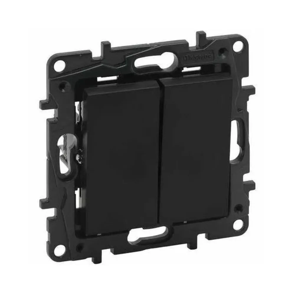 Выключатель Legrand Niloe Step двухклавишный черный 863505