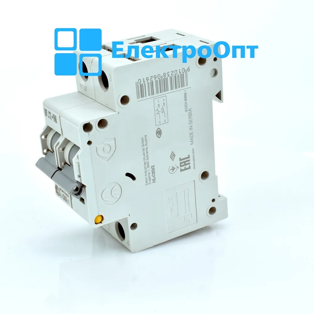 Автоматичний вимикач EATON 2p, 4,5кА HL-C63/2