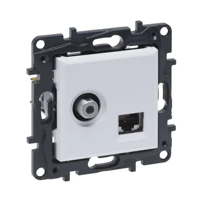 Розетка Legrand Niloe Step комбінована TV тип F та RJ45 CAT6 UTP білий 863177