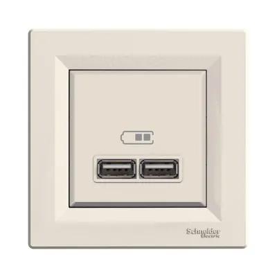 Розетка USB Schneider Electric Asfora кремова подвійна внутрішня EPH2700223