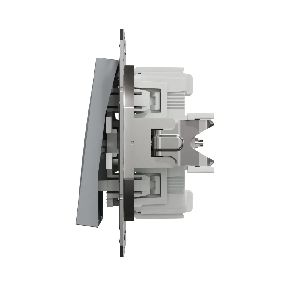 Переключатель Schneider Electric Asfora сталь двухклавишный внутренний проходной EPH0600162