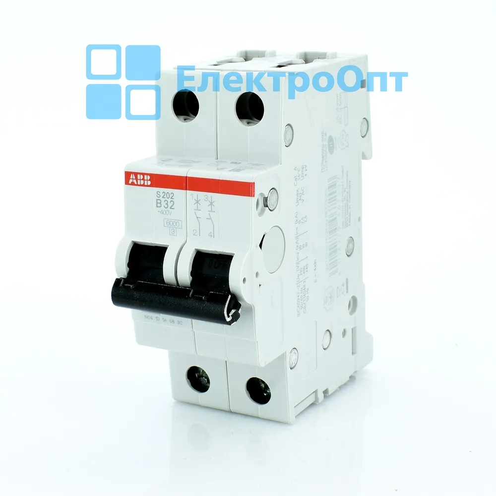 ABB Автоматичний вимикач, 6kA, 2p, S202-B32