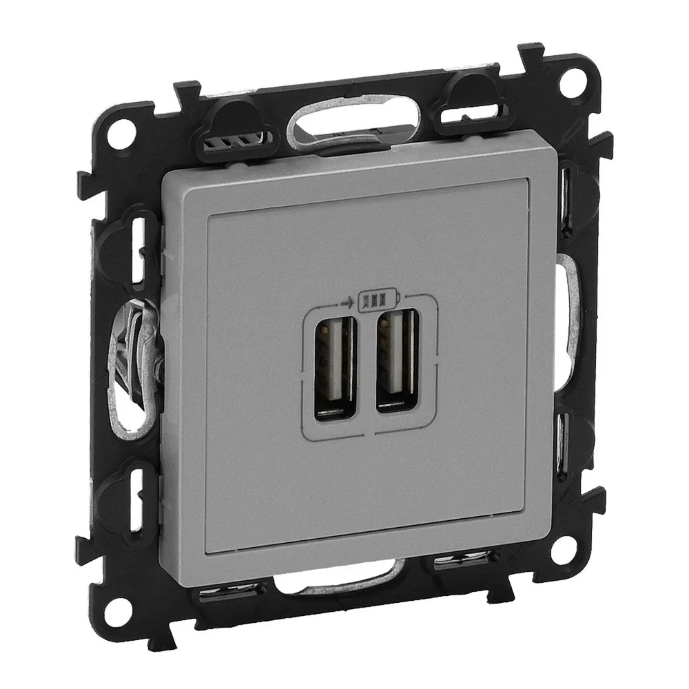 Legrand Valena LIFE Розетка USB для зарядки подвійна Алюміній 753612