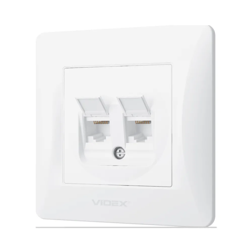 Розетка CAT6+CAT6 подвійна комп'ютерна біла VIDEX BINERA VF-BNSK2PC6-W
