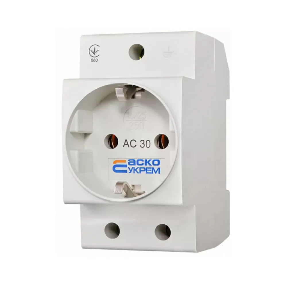 Розетка с заземлением AC30 2Р+РЕ АСКО 00036895