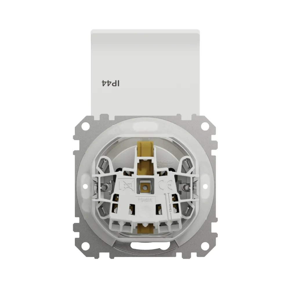 Розетка Schneider Sedna Design 1-а З/К внутр. со шторками и крышкой IP44 белый SDD211024