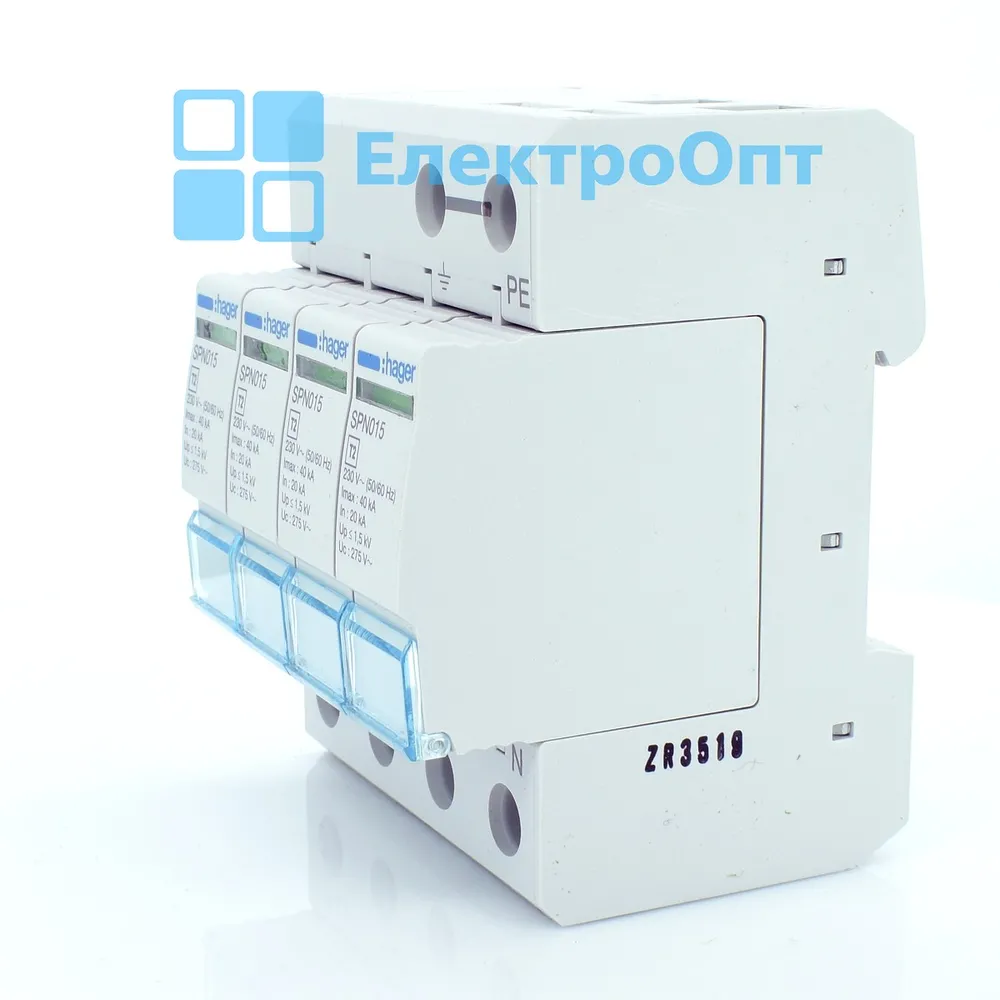 Hager Розрядник класу 2, 4п, 40kA, Up<=1,25kB SPN415