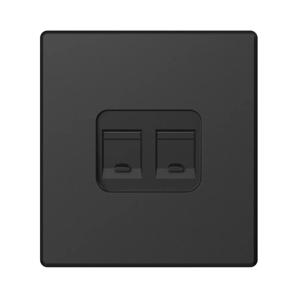 Розетка CAT6e подвійна комп'ютерна вугільно-чорна VIDEX NOTA VF-NT-SK1PC6-BL VF-NT-SK2PC6-BL