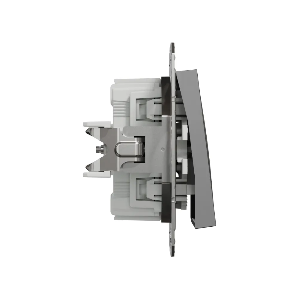 Выключатель кнопочный Schneider Electric Asfora антрацит двухклавишный самозажимной EPH0700171
