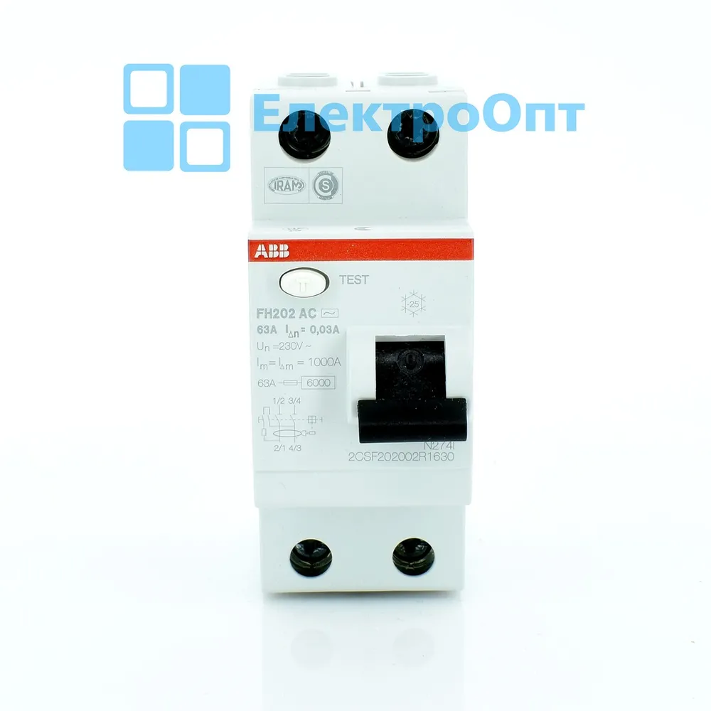 ABB ПЗВ Тип AC 2P 63A 30mA FH202AC-63/0,03