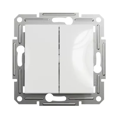 Выключатель Schneider Electric Asfora белый двухклавишный внутренний проходной без рамки EPH0670121