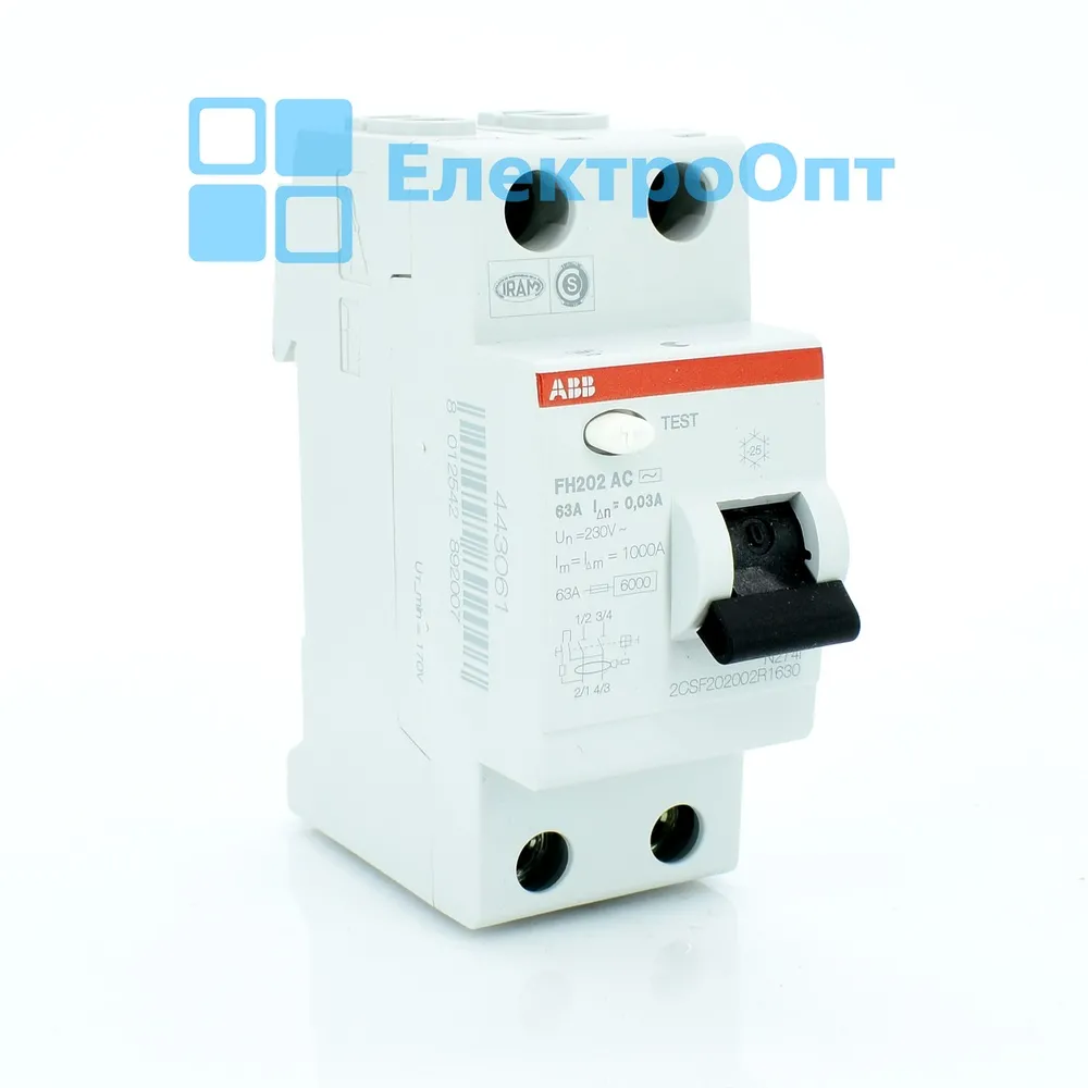 ABB ПЗВ Тип AC 2P 63A 30mA FH202AC-63/0,03