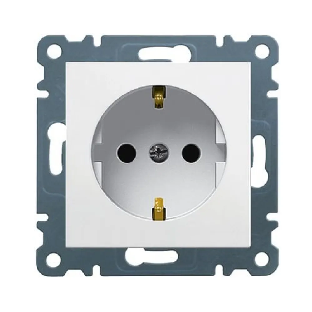 Розетка Hager Lumina белая с заземлением WL1060