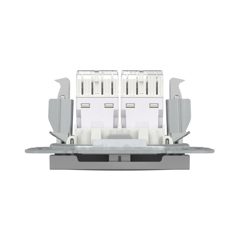 Розетка комп'ютерна Schneider Electric Asfora сталь подвійна RJ45 UTP 5E внутрішня EPH4400162