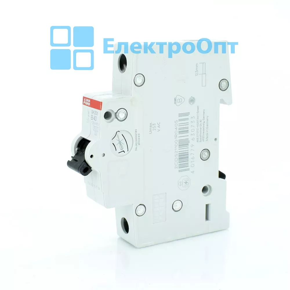 ABB Автоматичний вимикач, 6kA, 1p, SH201-B40