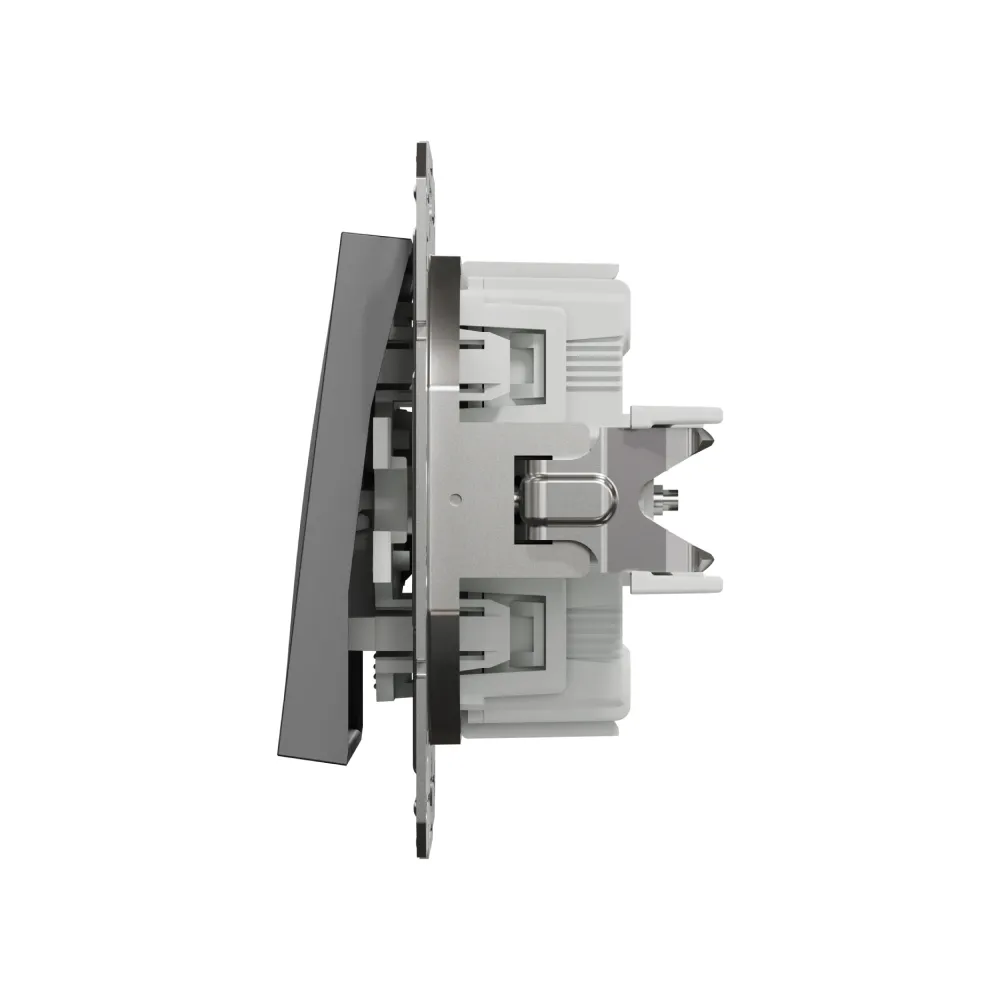 Выключатель кнопочный Schneider Electric Asfora антрацит двухклавишный самозажимной EPH0700171